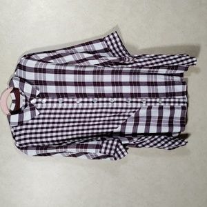 04518 Soft Surroundings maroon & white plaid flannel shirt 1X